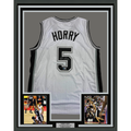 Framed Autographed/Signed Robert Horry 35x39 San Antonio White Basketball Jersey Beckett BAS COA
