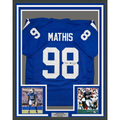 Framed Autographed/Signed Robert Mathis 35x39 Indianapolis Blue Football Jersey JSA COA