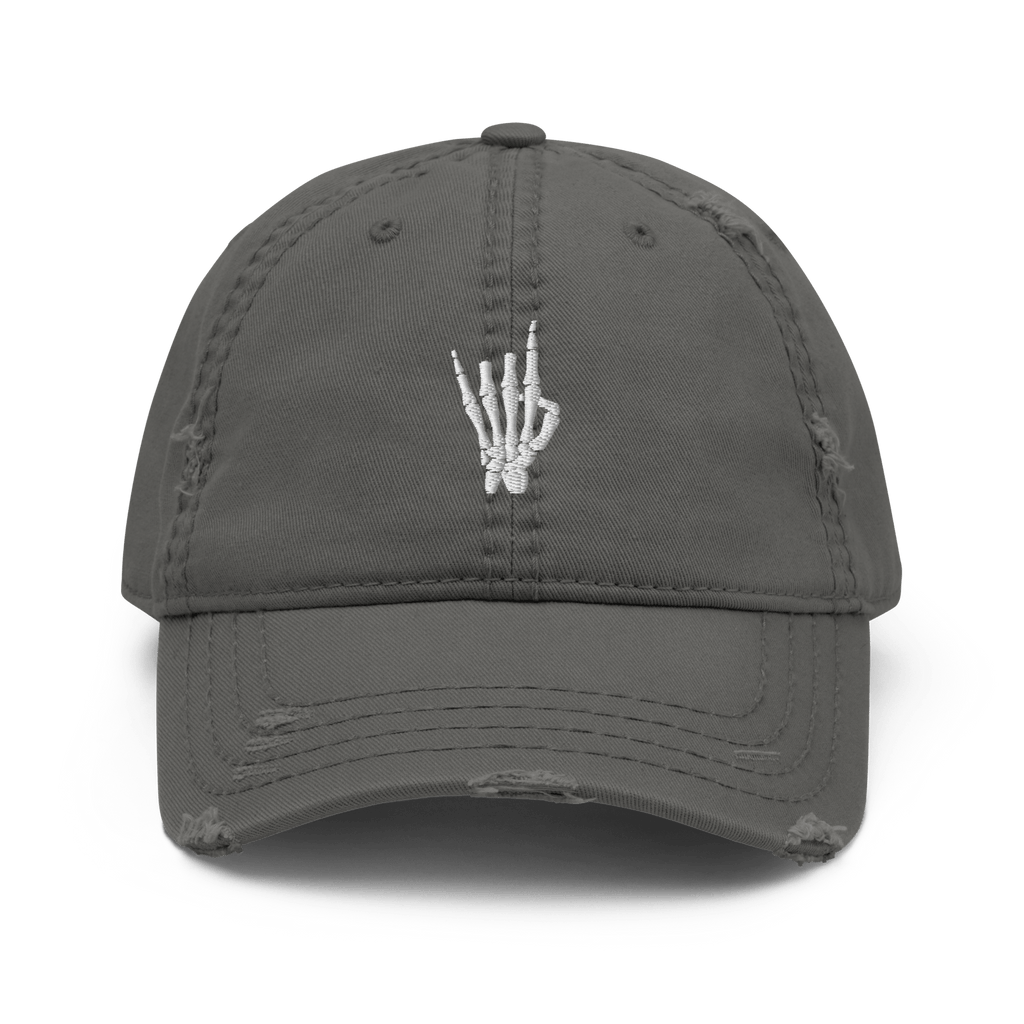 Rock On Skeleton Distressed Dad Hat