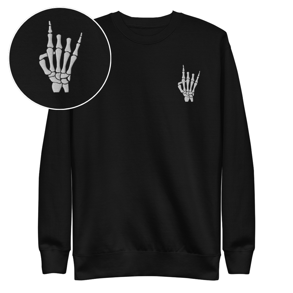 Rock On Skeleton Embroidered Sweatshirt