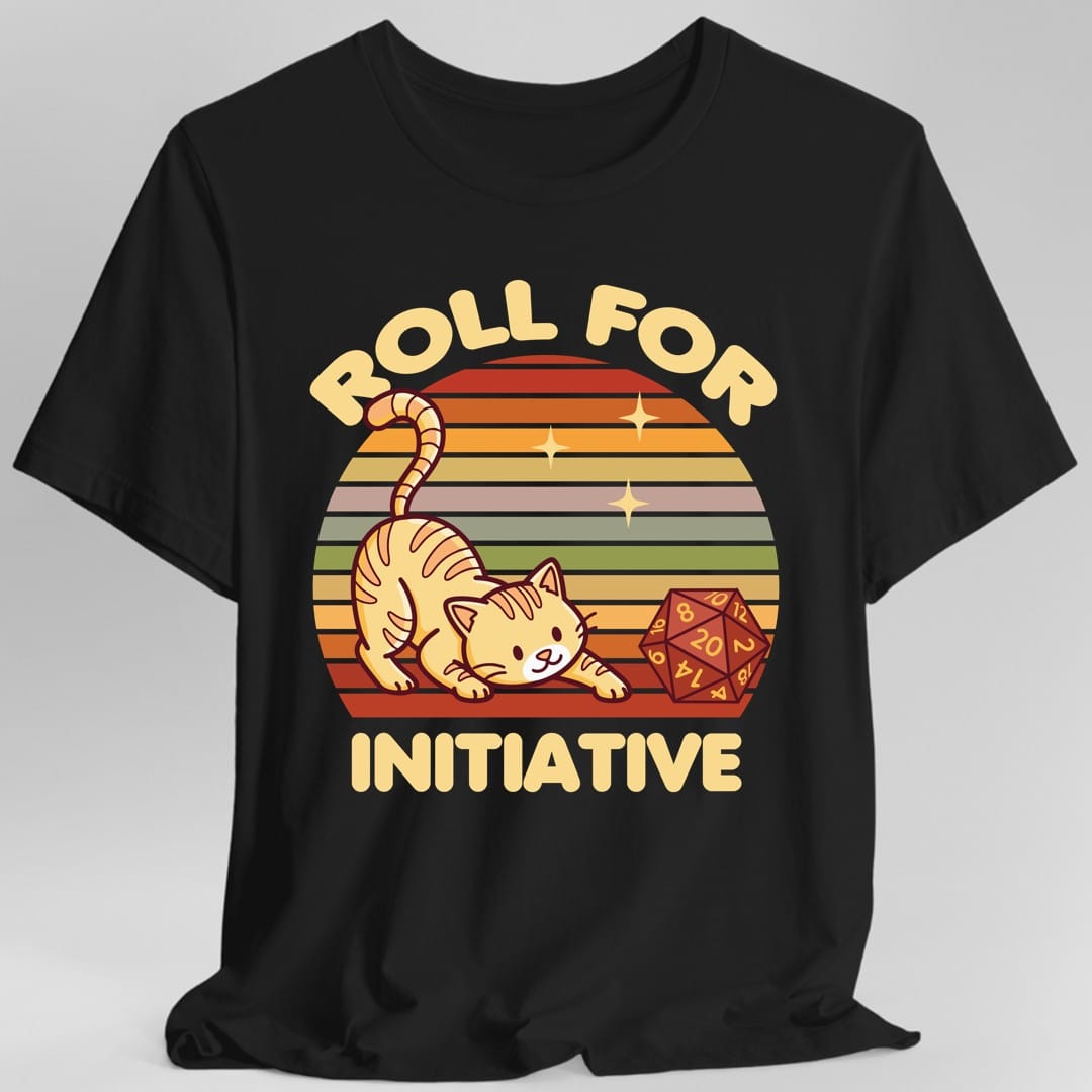 Roll For Initiative Kawaii Cat T-Shirt