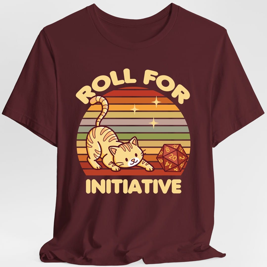 Roll For Initiative Kawaii Cat T-Shirt