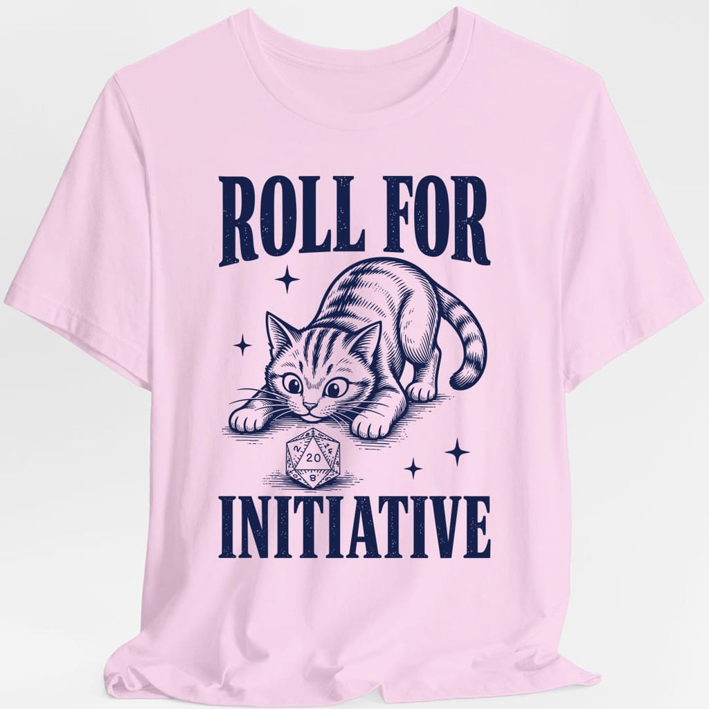 Roll For Initiative Woodcut Cat T-Shirt