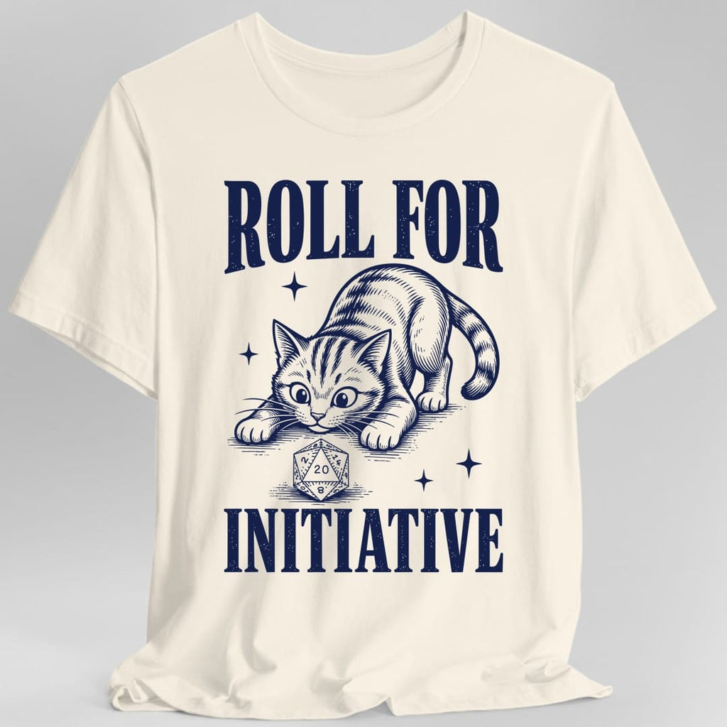 Roll For Initiative Woodcut Cat T-Shirt