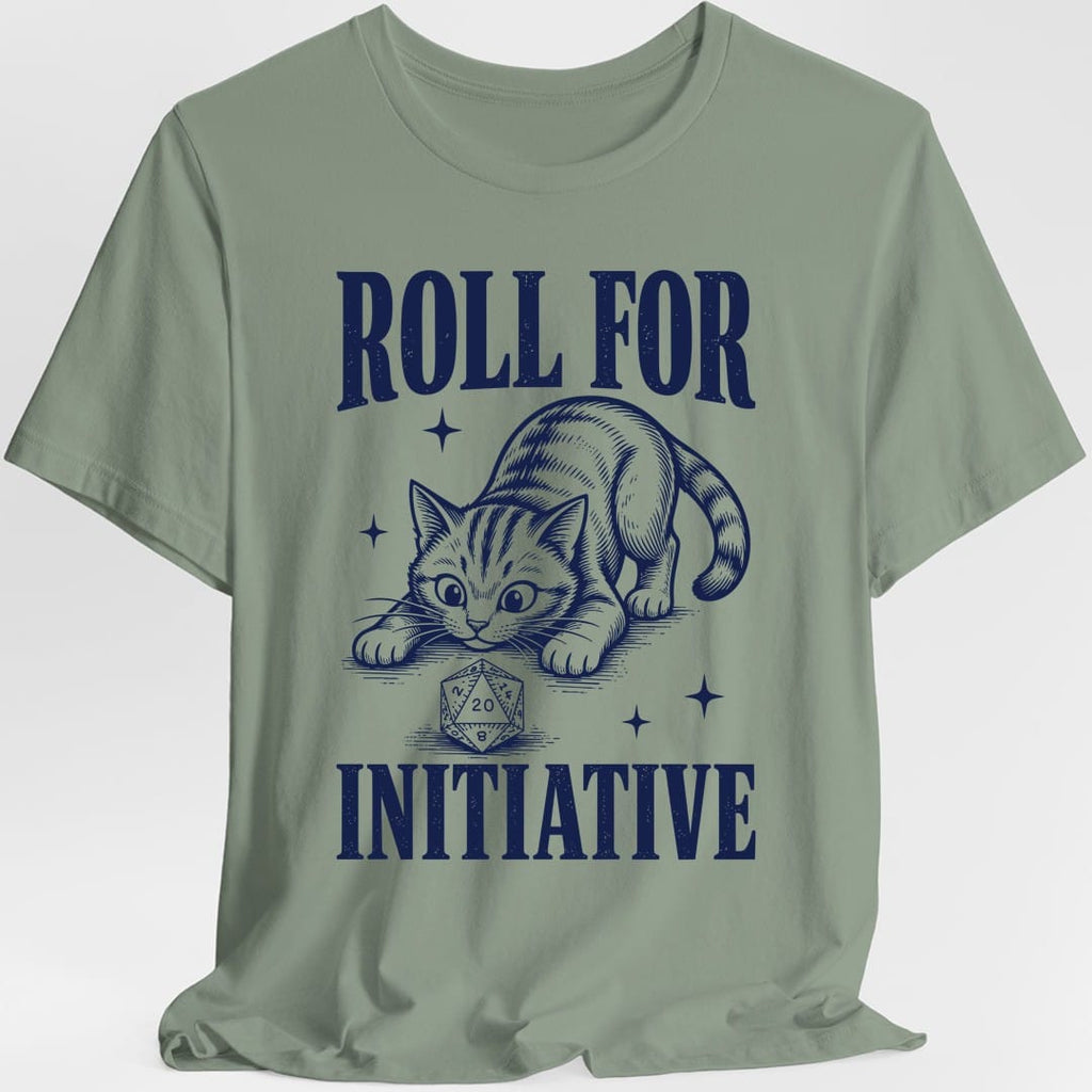 Roll For Initiative Woodcut Cat T-Shirt