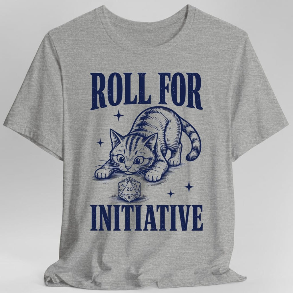 Roll For Initiative Woodcut Cat T-Shirt