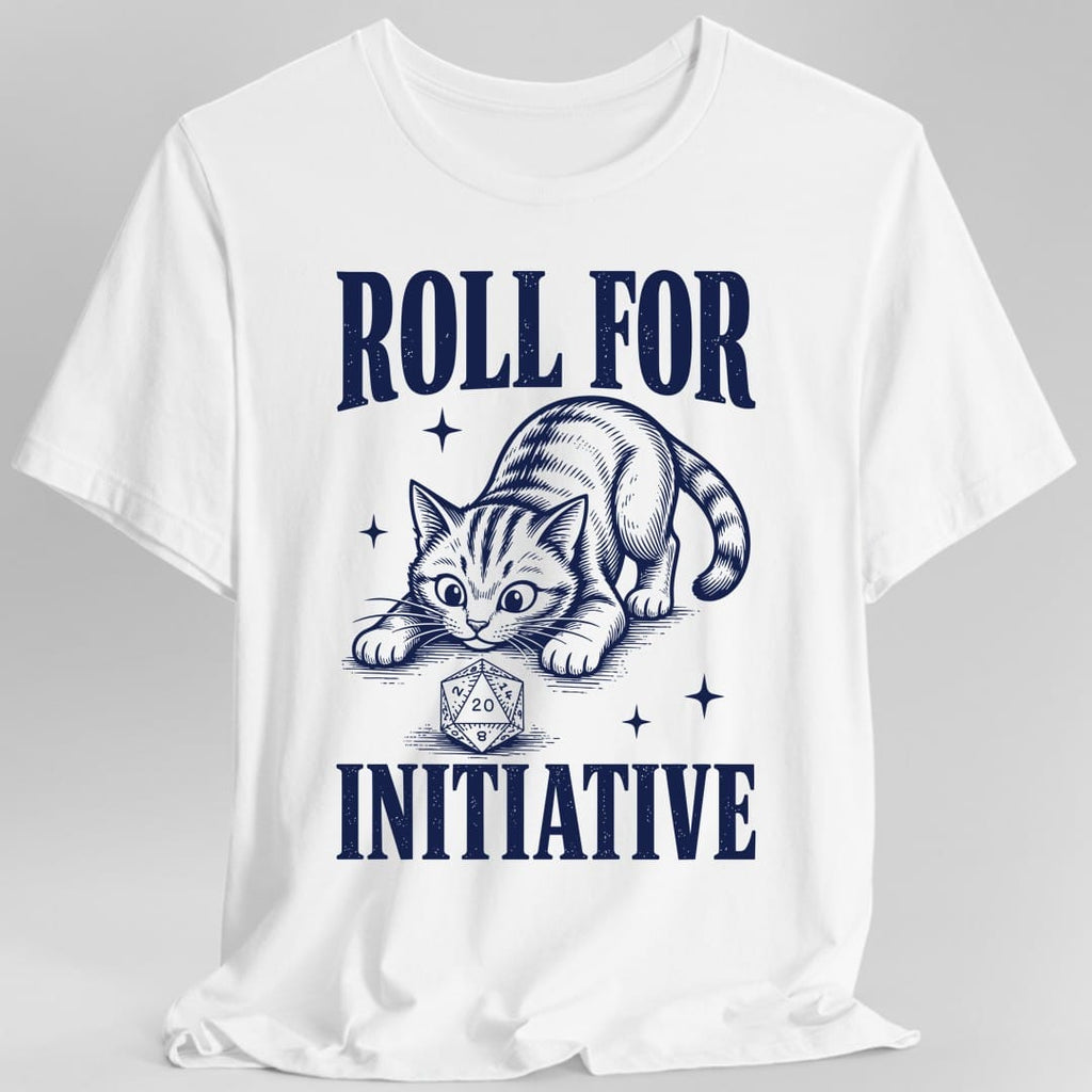 Roll For Initiative Woodcut Cat T-Shirt