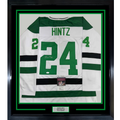 Framed Autographed/Signed Roope Hintz 35x39 Dallas White Hockey Jersey JSA COA