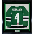 Framed Autographed/Signed Miro Heiskanen 35x39 Dallas Green Retro Hockey Jersey JSA COA