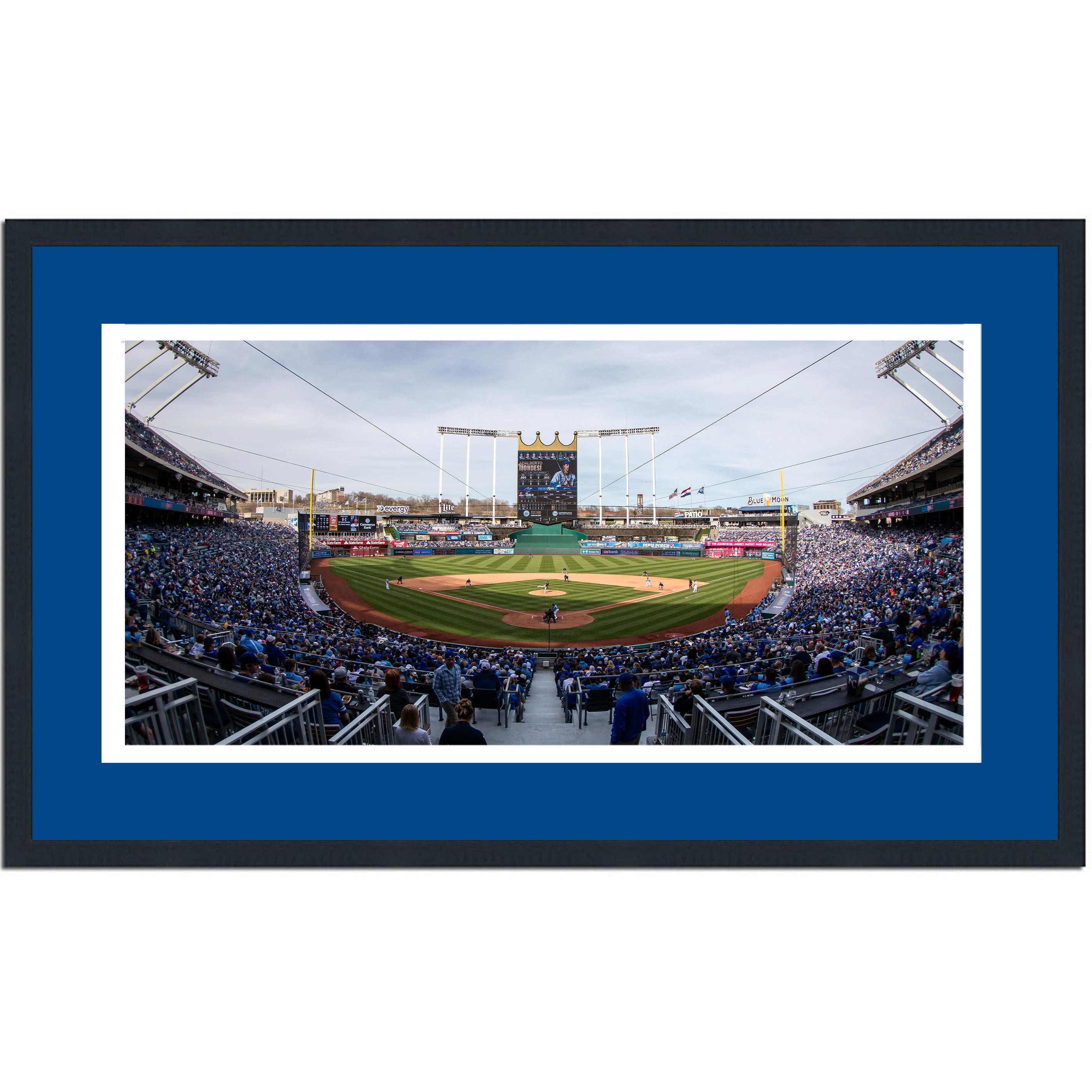 Framed Kauffman Stadium Kansas City Royals MLB 16x24 Baseball Photo Professionally Matted