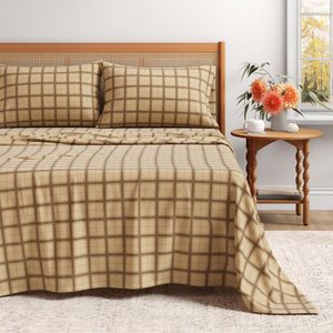 Block Plaid - Taupe/Green/Red