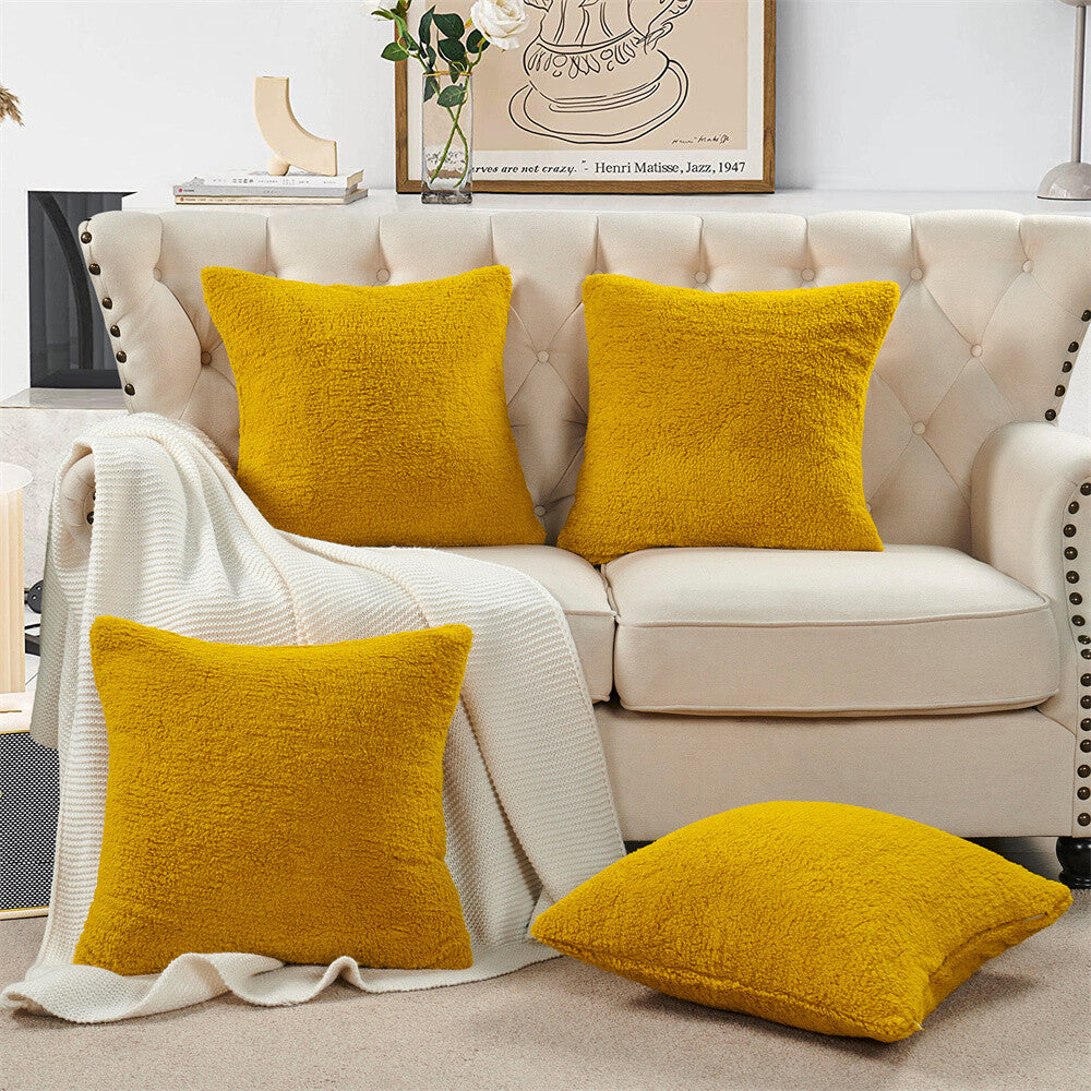 VAKADO Yellow Corduroy Couch Throw Pillow Covers 16x16 Set of 4