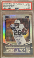 Graded 2018 Panini Donruss Elite Saquon Barkley #RE1 Rookie Elitist Rookie RC Football Card PSA 10 Gem Mint