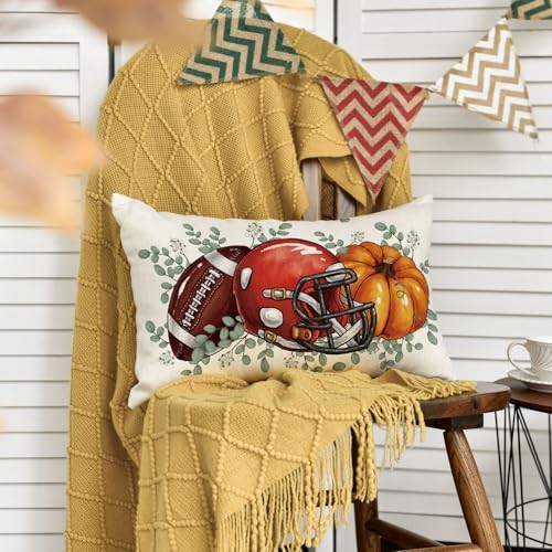Yxuiyal Fall Pillow Covers 12x20 Inch Plaid Orange Pumpkin Leaf 2 Pack