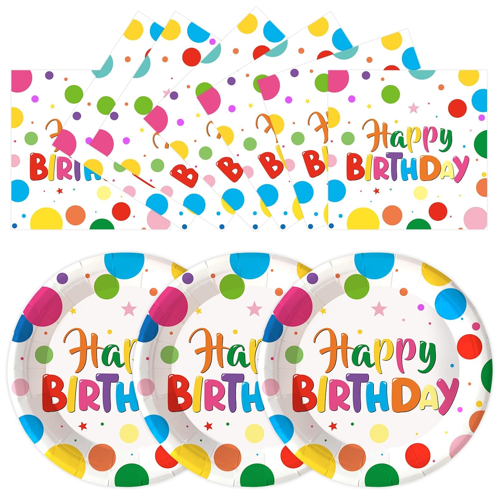 LeZakaa Birthday Paper Plates Set 50pcs 7 & 9 Inch Happy Birthday Balloon
