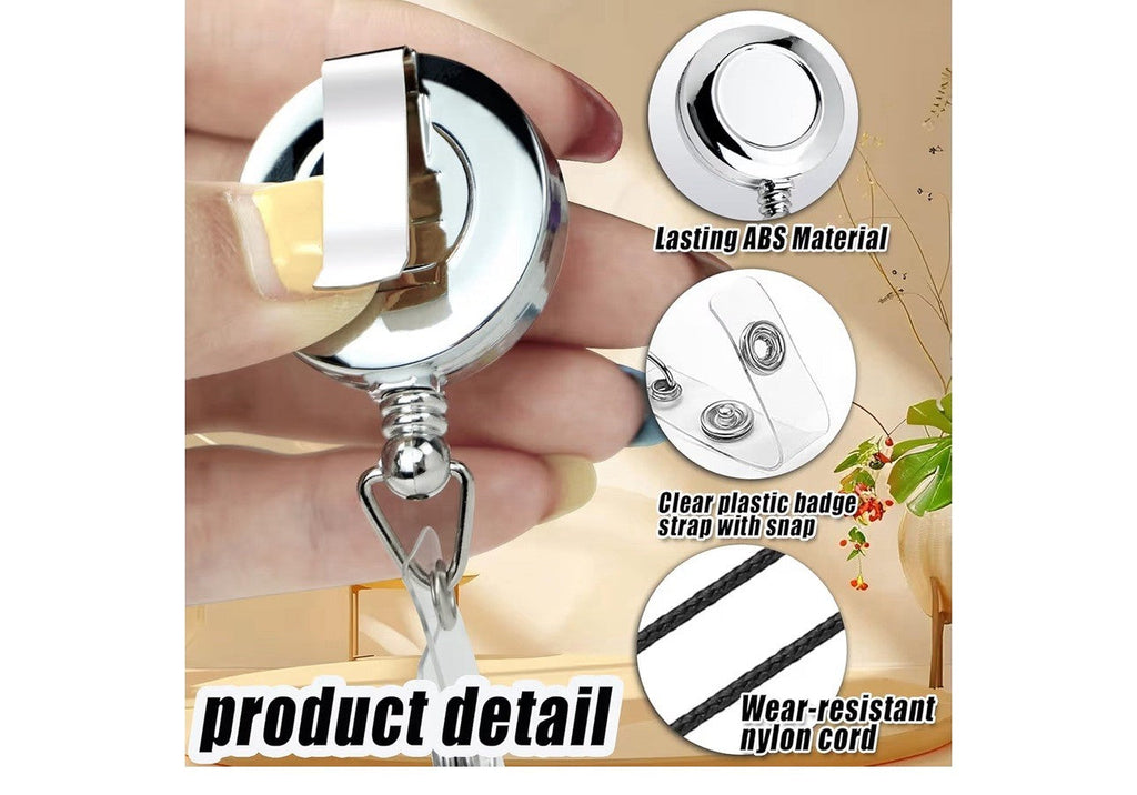 Frascati Silver Retractable Metal Badge Reels 24 Inch Cord 30 Pack