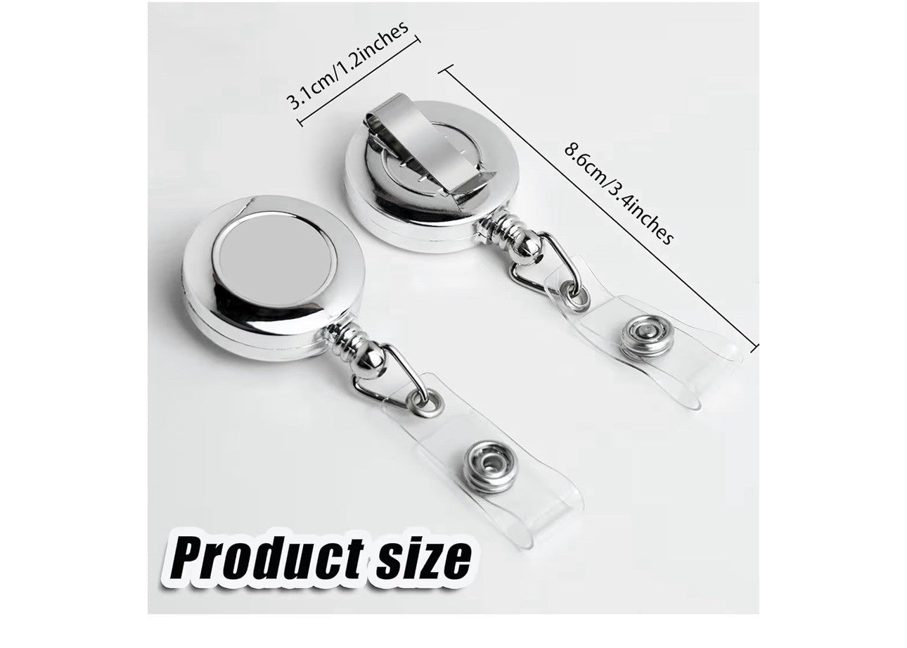 Frascati Silver Retractable Metal Badge Reels 24 Inch Cord 30 Pack