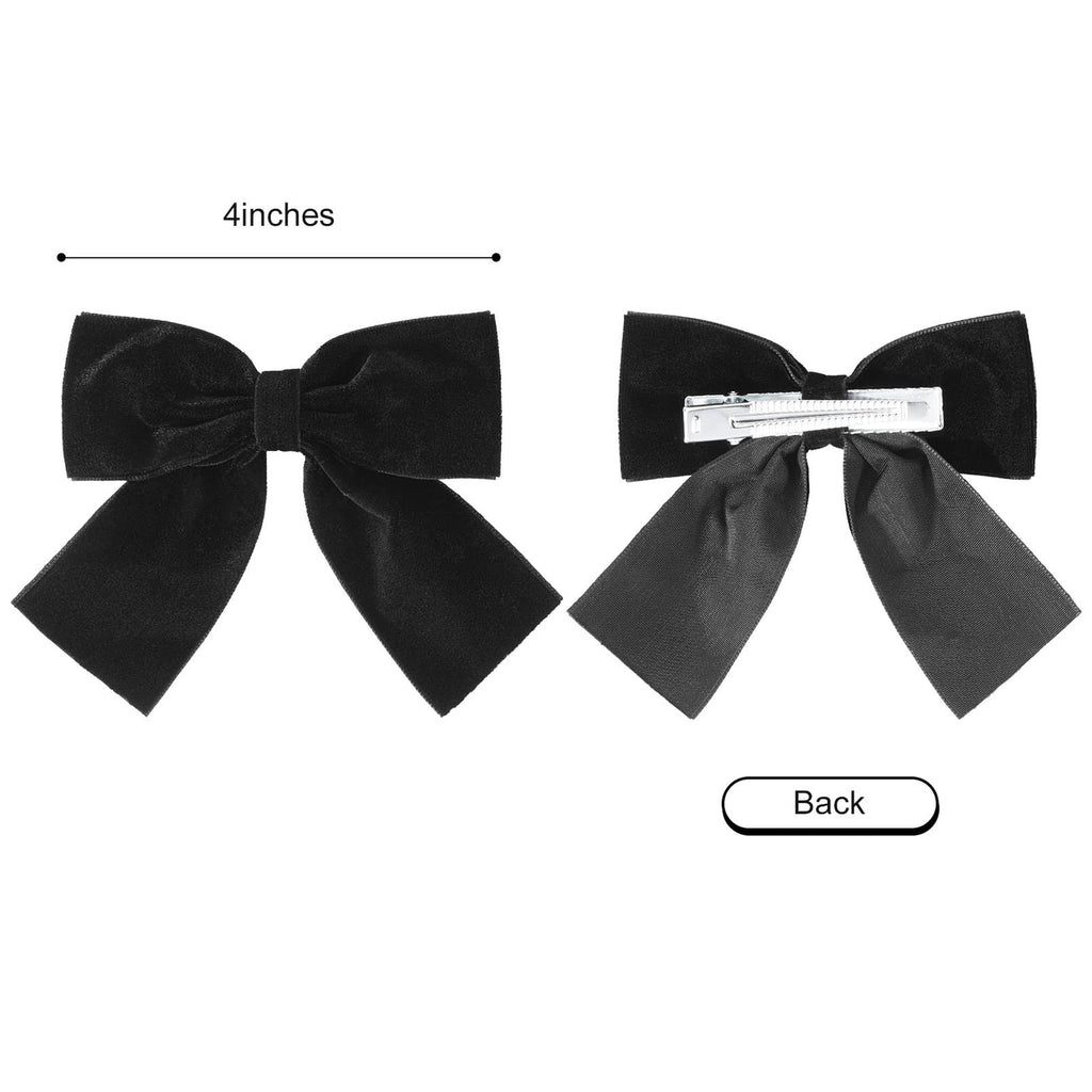 Aileam Velvet Hair Bows 2PCS Black 4" Big Fall Alligator Clips