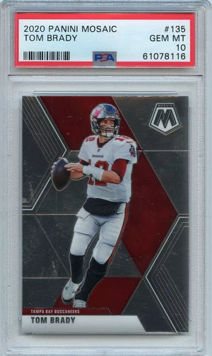 Graded 2020 Panini Mosaic Tom Brady #135 Football Card PSA 10 Gem Mint