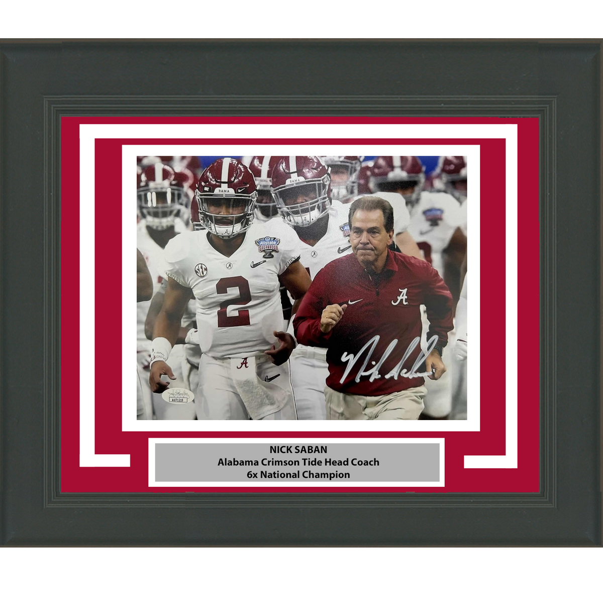 Framed Autographed/Signed Nick Saban Alabama Crimson Tide 8x10 College Football Photo JSA COA #4