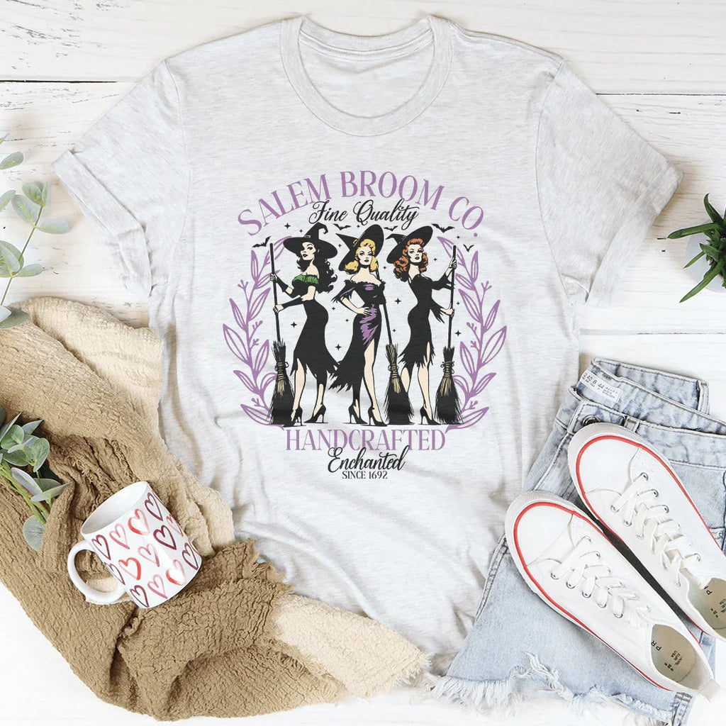 Salem Broom Co Fine Quality Handcrafted Enchanted Since 1692 Tee