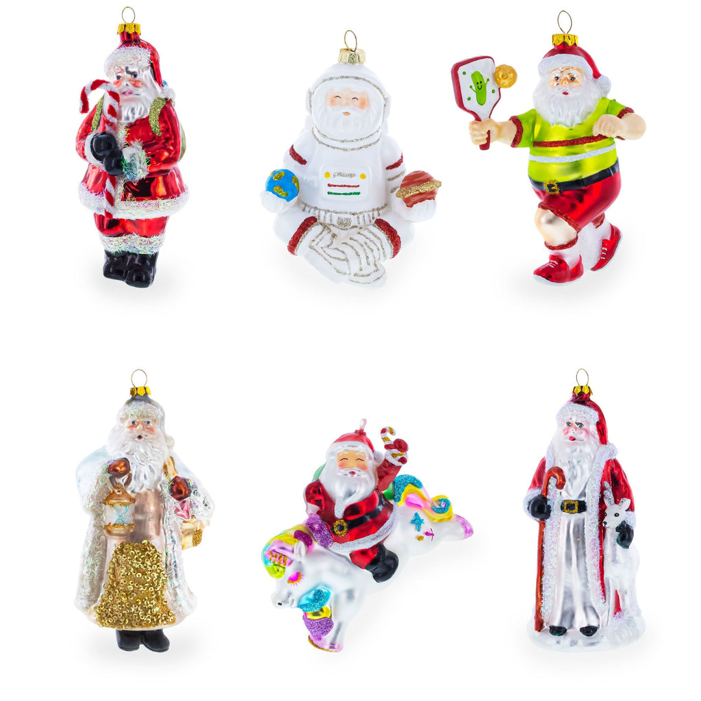 Sailor Santa with Anchor Glass Christmas Ornament