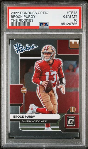 Graded 2022 Panini Donruss Optic Brock Purdy #TR13 The Rookies Rookie RC Football Card PSA 10 Gem Mint