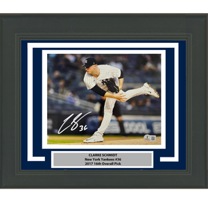 Framed Autographed/Signed Clarke Schmidt New York Yankees 8x10 Baseball Photo Beckett BAS COA