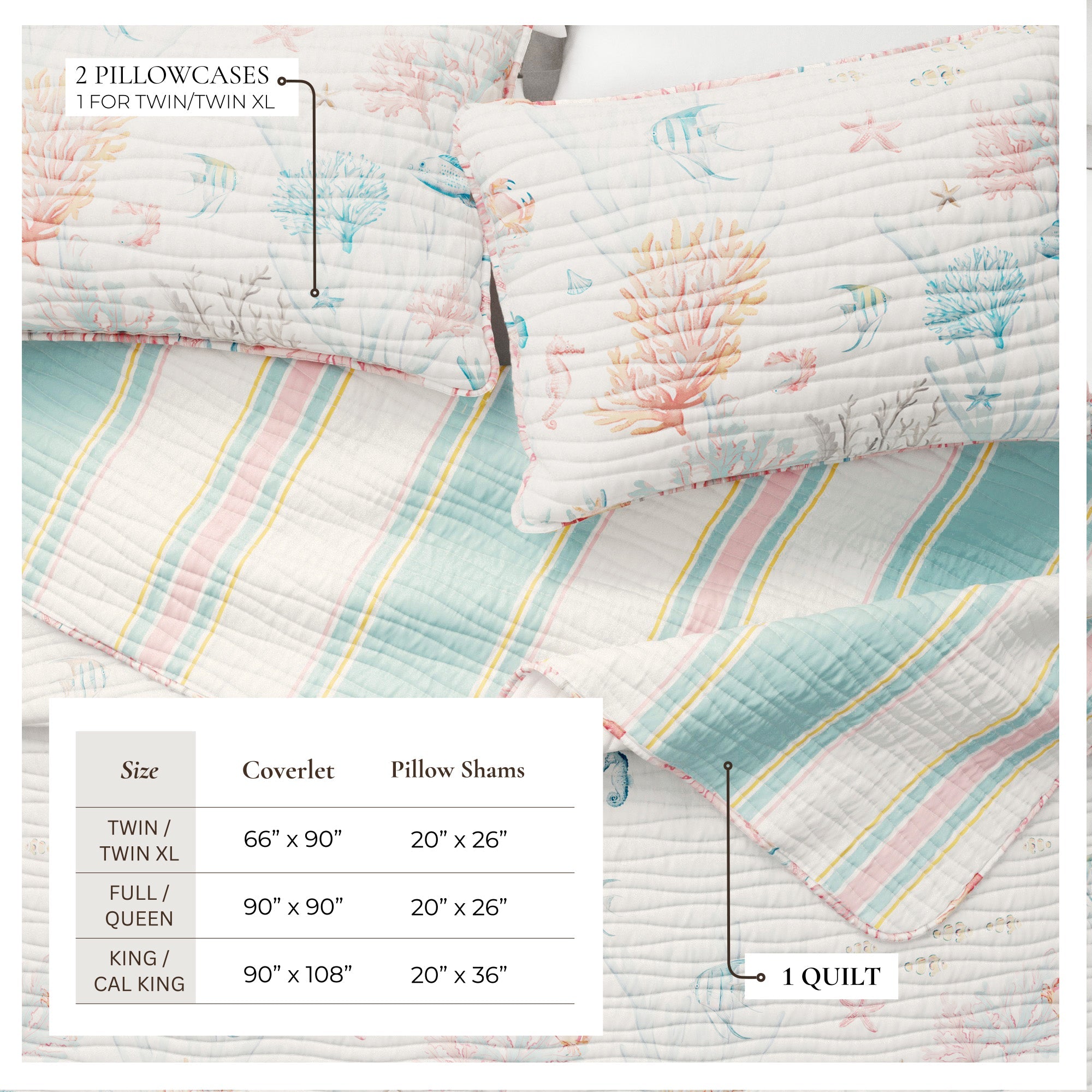 Coastal Coral Reef Quilt Set - Caymen Collection