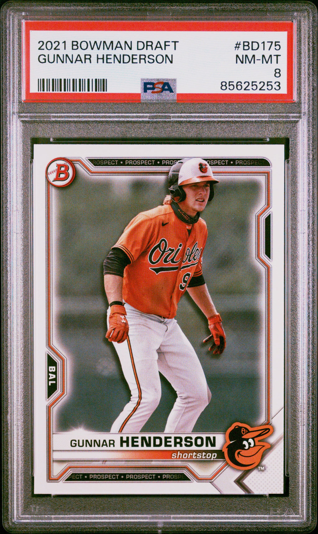 Graded 2021 Topps Bowman Draft Gunnar Henderson #BD175 Rookie RC Baseball Card PSA 8 Near Mint