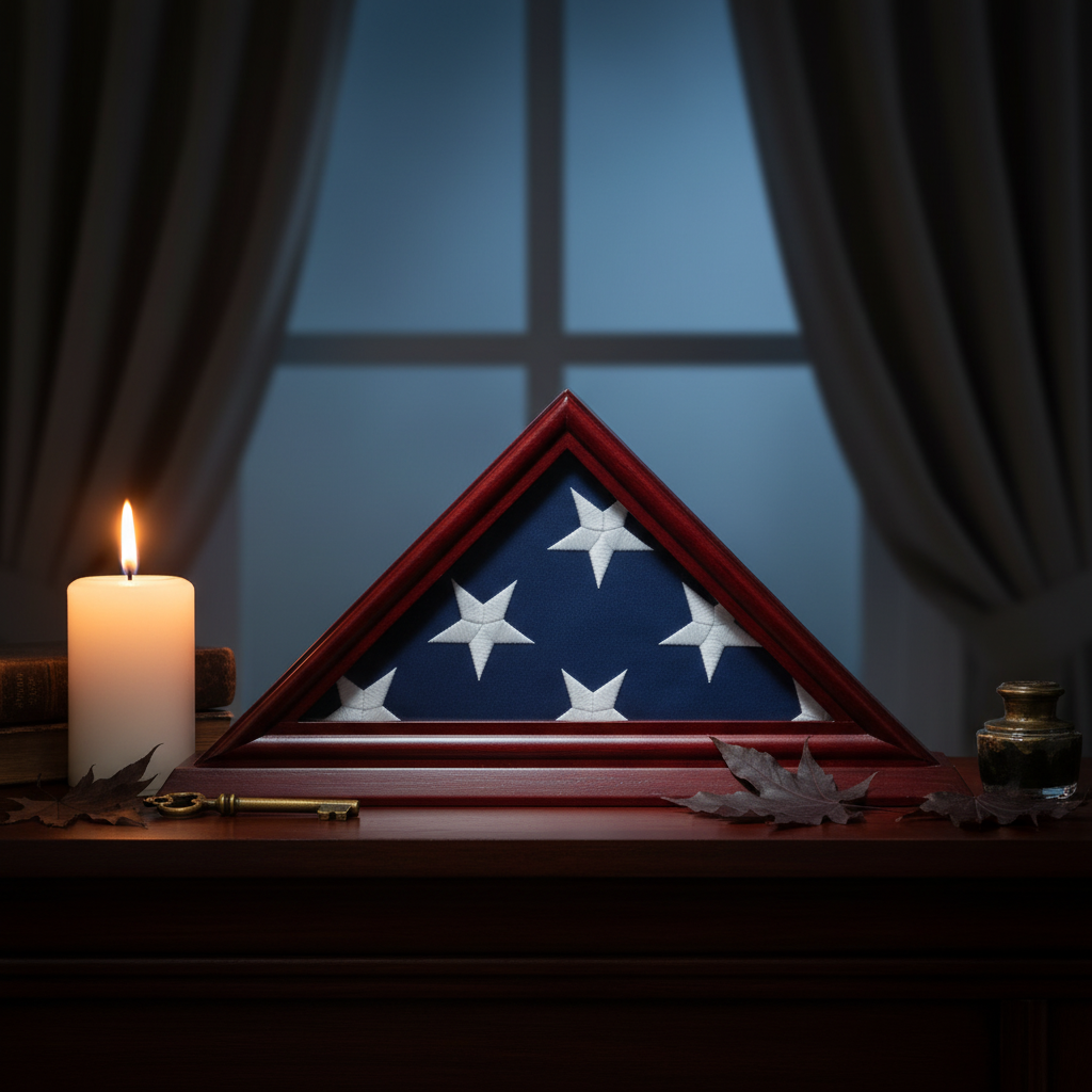 3'x5' Flag Display Case, Shadow Box (Not for Burial Funeral Flag), Solid Wood Cherry Finish
