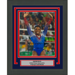 Framed Autographed/Signed Simone Biles Olympic Gymnast 8x10 Gymnastics Photo Beckett BAS COA #11