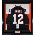 Framed Autographed/Signed Simon Gagne 35x39 Philadelphia Black Hockey Jersey JSA COA