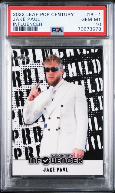 Graded 2022 Leaf Pop Century Jake Paul #IB-1 Influencer Card PSA 10 Gem Mint