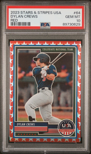 Graded 2023 Panini Stars & Stripes USA Dylan Crews #64 Red /149 Rookie RC Baseball Card PSA 10 Gem Mint