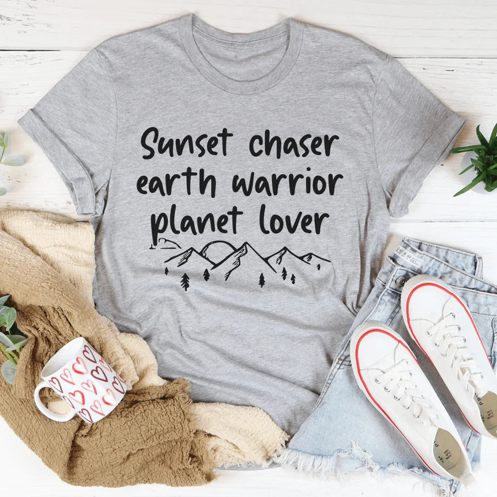 Sunset Chaser Earth Warrior Planet Lover Tee