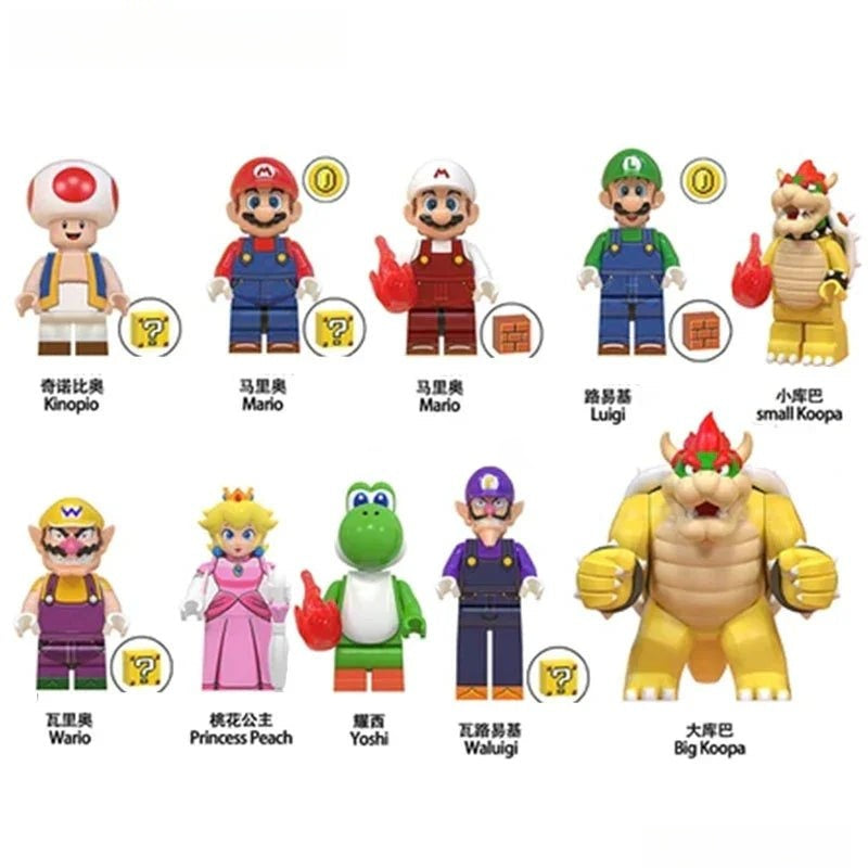 Super Mario Brothers Movie Set of 10 Lego Compatible Minifigures