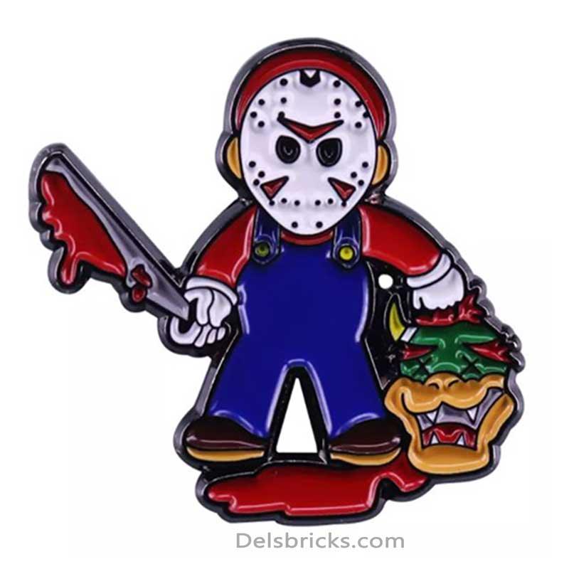 Super mario Jason Voorhees Mashup Enamel Pins small, durable, high quality accessories