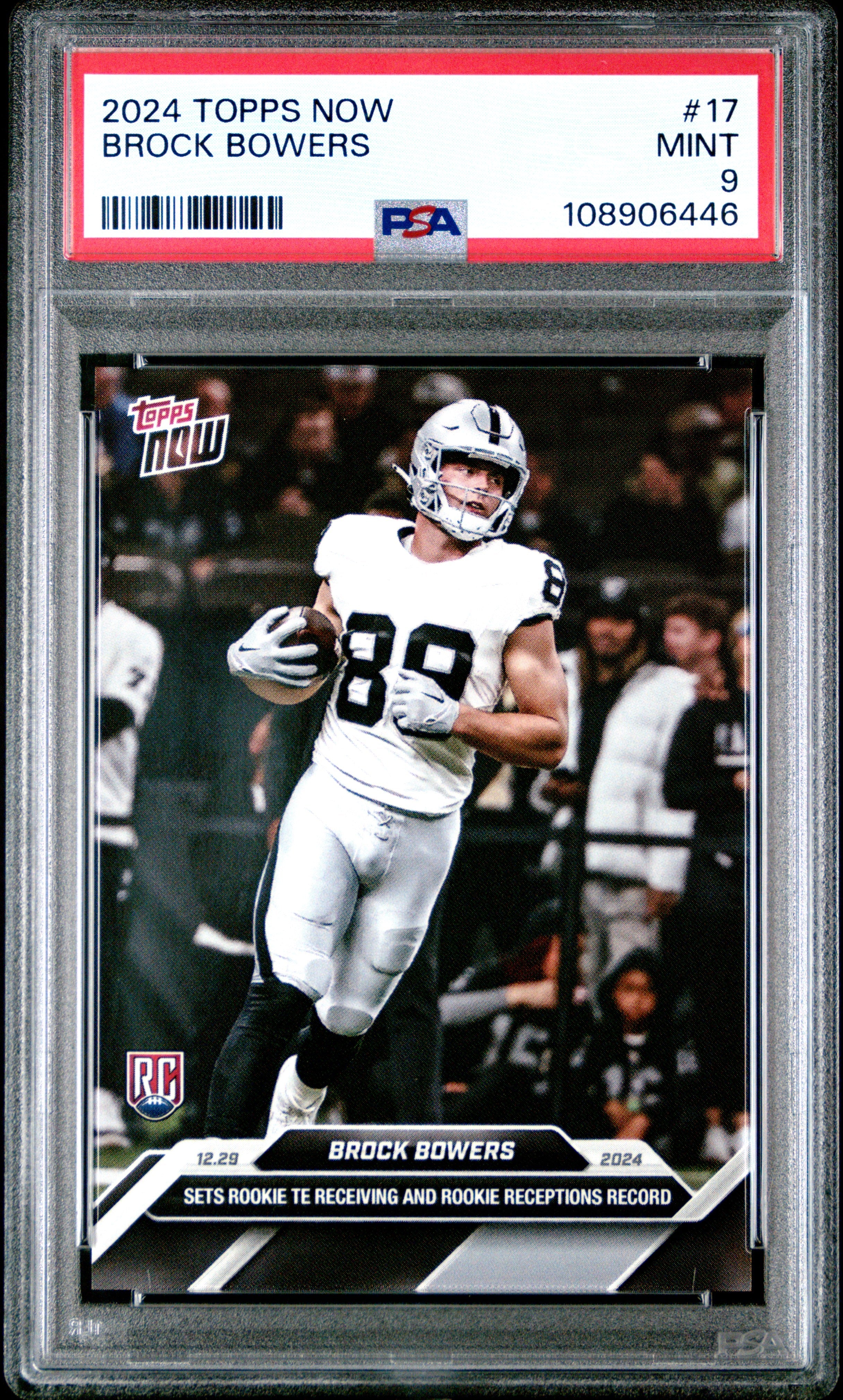Graded 2024 Topps Now Brock Bowers #17 Rookie RC Football Card PSA 9 Mint