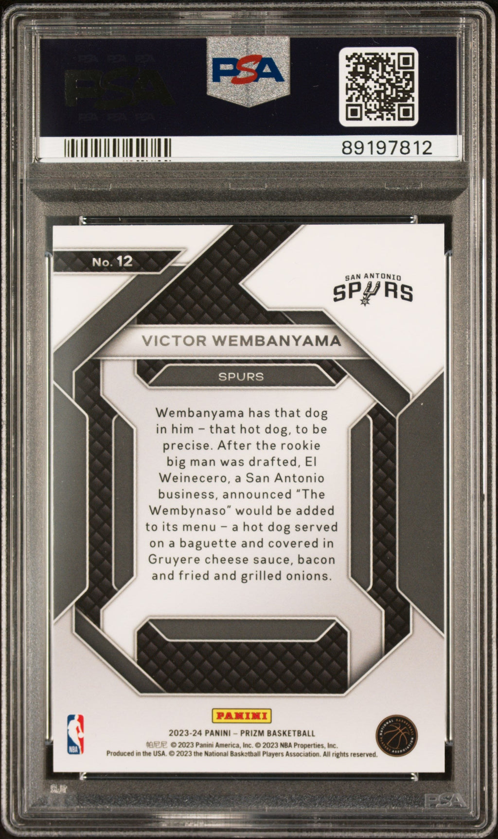 Graded 2023 Panini Prizm Victor Wembanyama #12 Emergent Rookie RC Basketball Card PSA 8 Near Mint