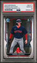 Graded 2023 Topps Bowman Roman Anthony #BCP71 Chrome Prospects Rookie RC Baseball Card PSA 10 Gem Mint