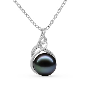 TRYNDI Real Tahitian Black Pearl Knot Necklace