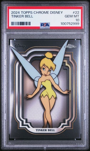 Graded 2024 Topps Chrome Disney Tinker Bell #22 Peter Pan Card PSA 10 Gem Mint