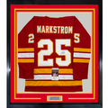 Framed Autographed/Signed Jacob Markstrom 35x39 Calgary Red Hockey Jersey JSA COA