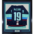 Framed Autographed/Signed Jared McCann 35x39 Seattle Blue Hockey Jersey JSA COA