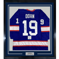 Framed Autographed/Signed Shane Doan 35x39 Winnipeg Blue Hockey Jersey Beckett BAS COA