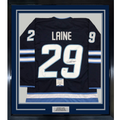 Framed Autographed/Signed Patrik Laine 35x39 Winnipeg Blue Hockey Jersey Beckett BAS COA