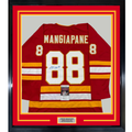 Framed Autographed/Signed Andrew Mangiapane 35x39 Calgary Red Hockey Jersey JSA COA