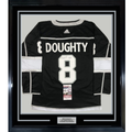 Framed Autographed/Signed Drew Doughty 35x39 Los Angeles LA Black Hockey Jersey JSA COA
