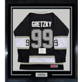 Framed Autographed/Signed Wayne Gretzky 35x39 Los Angeles Kings Black Hockey Jersey Fanatics COA